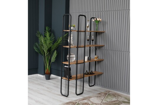 Pemu Bokhylle 125x28 cm Svart/Brun Hanah Home
