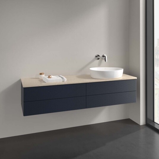Villeroy & Boch Antao Servantskap med 4 skuffer 160x50x36 cm m/lys Blå Matt/Crème