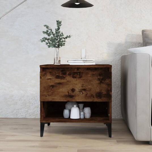 Sidebord røkt eik 50x46x50 cm konstruert tre 8720845669034