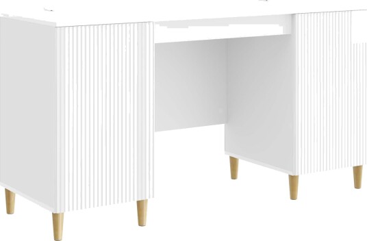 vidaXL Skrivebord Høgglans hvit 142,5 x 50 x 75 cm Konstruert tre