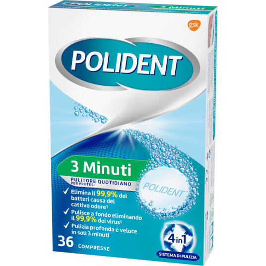 Rensetabletter for protese POLIDENT 3 Minutt 36 pcs. Rensetabletter for protese POLIDENT 3 Minutt 36 pcs.