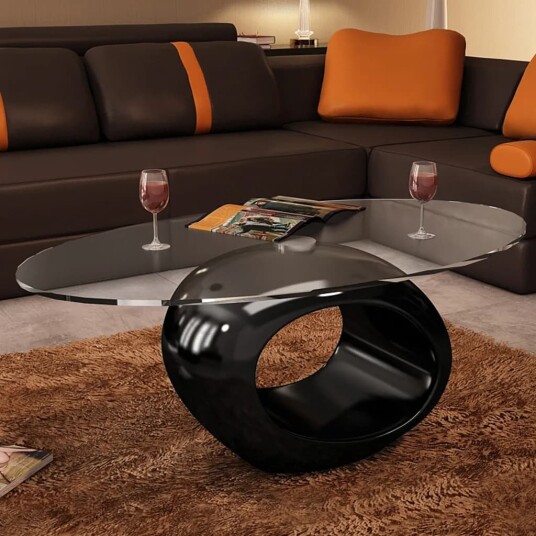 vidaXL Salongbord med oval glassflate høyglans svart vidaXL Salongbord med oval glassflate høyglans svart