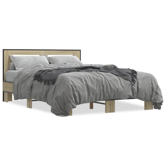 Sengeramme sonoma eik 140x190 cm konstruert tre og metall 8721102614095