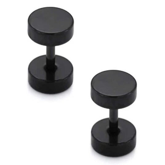 2 pakk svart falsk plugg falske strekkørring piercing smykker 6mm