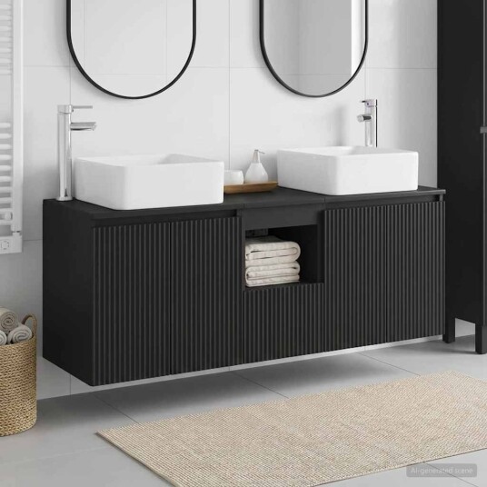 vidaXL Baderomsskapsett 3 stk. Svart 53 x 35 x 63 cm Konstruert tre