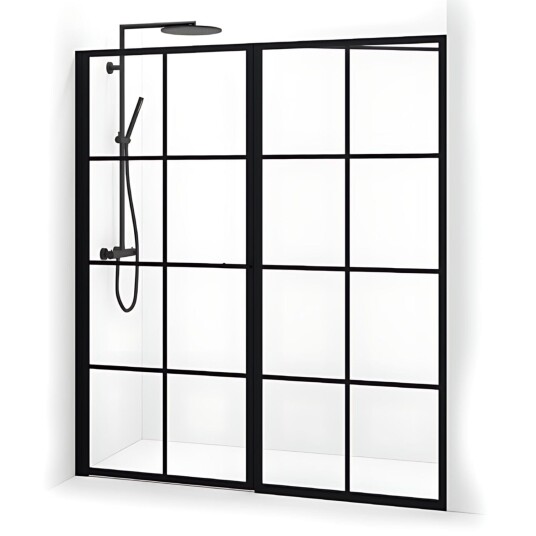 Macro Design Empire Dusjnisje Swing 163-166 cm, sprosser, Sort Mat/Klarglass