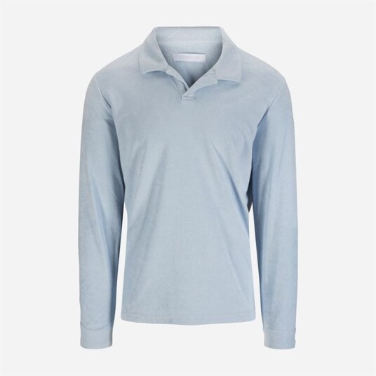 Cermino Riviera Terry Polo Long Sleeve - Light Blue Blå S