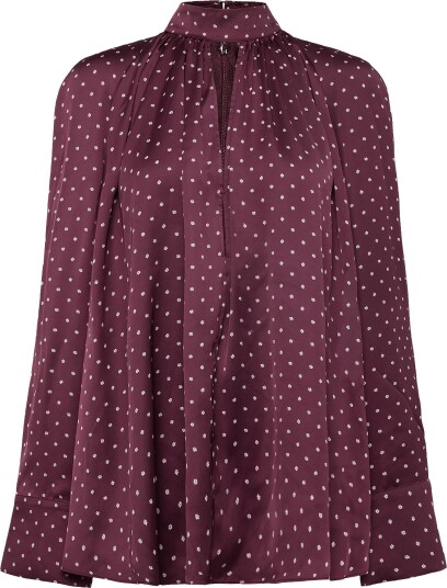 ROTATE Dot Satin Bow Shirt Burgundy 36 ROTATE Dot Satin Bow Shirt Burgundy 36