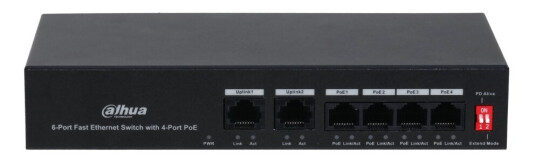 Dahua Pfs3006-4Et-36 - Switch - Ikke-Styrt - 4 X 10/100Base-Tx (Poe) + 2 X 10/100Base-Tx (Uplink) - Stasjonær - Poe+ (36 W)