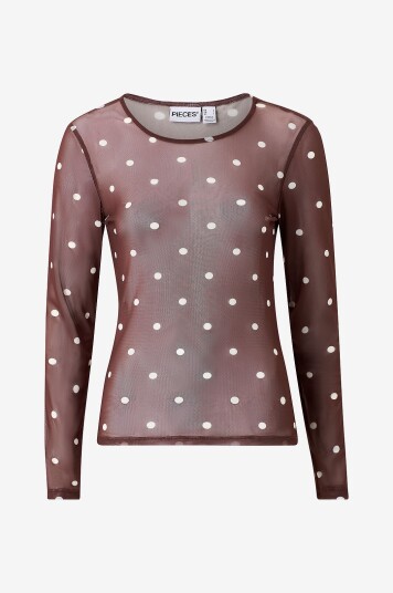 pieces Topp pcDorthea LS O neck Brun