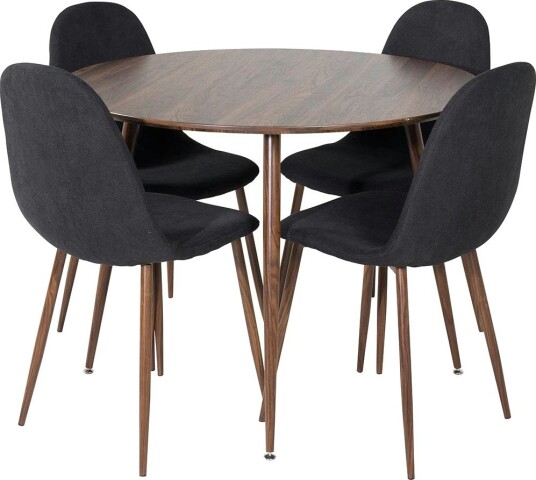 Spisegruppe Venture Home Plake med 4 Pobbie Stoler Polyester Rundt