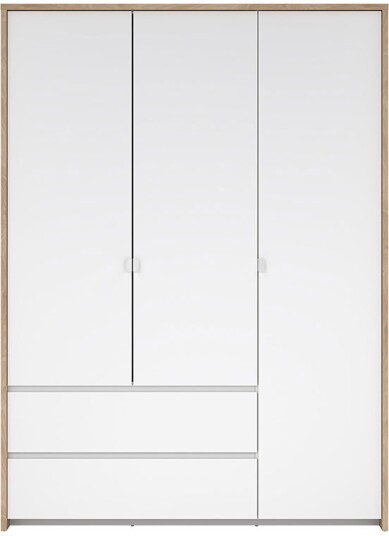 Next garderobeskap 3 dører 2 skuffer 149x200cm hvit høyglans.