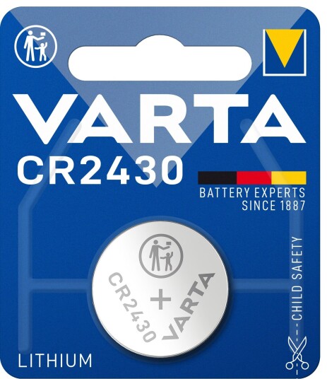 Varta CR2430 Lithium Knappecellebatteri 3V 230mAh - 1-pakke Varta CR2430 Lithium Knappecellebatteri 3V 230mAh - 1-pakke