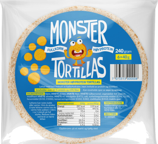Monster Høyprotein Tortillas (6 lefser) Monster Høyprotein Tortillas (6 lefser)