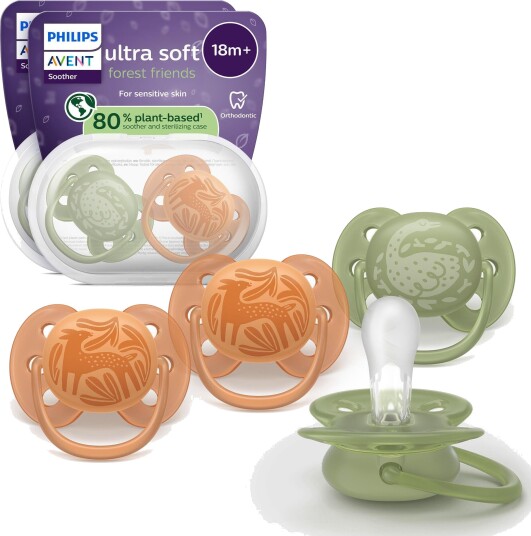 Philips Avent Ultra Soft Smokk 18+ mnd Grønn/Oransje 4 stk Philips Avent Ultra Soft Smokk 18+ mnd Grønn/Oransje 4 stk
