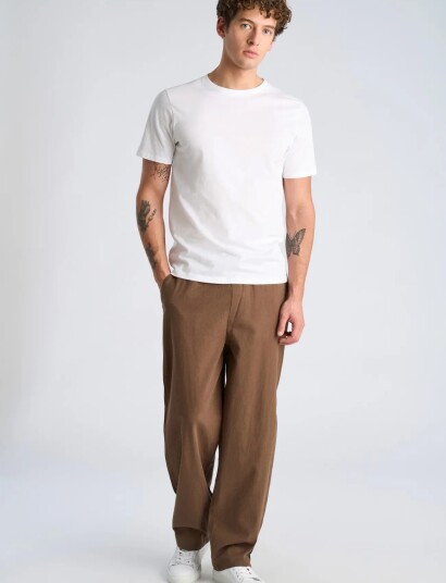 Lindbergh Linen Wide Fit Pants   Brown   S