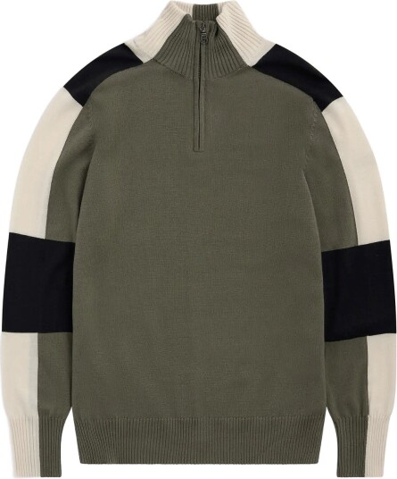 Bergans Lyderhorn Wool Half Zip Men   GREEN MUD/DARK SHADOW GREY/CREME   M