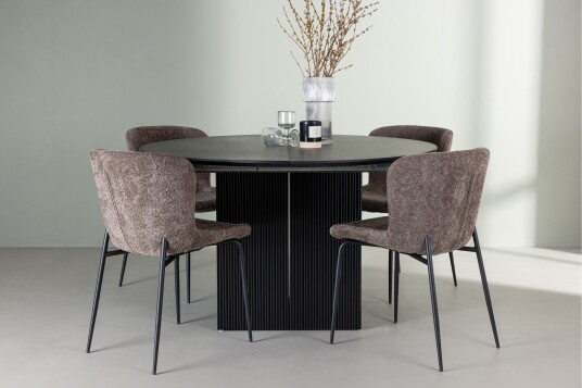 Venture Home Matilda Matgruppe 130 cm Rund med 4 Modesto Stoler Sort