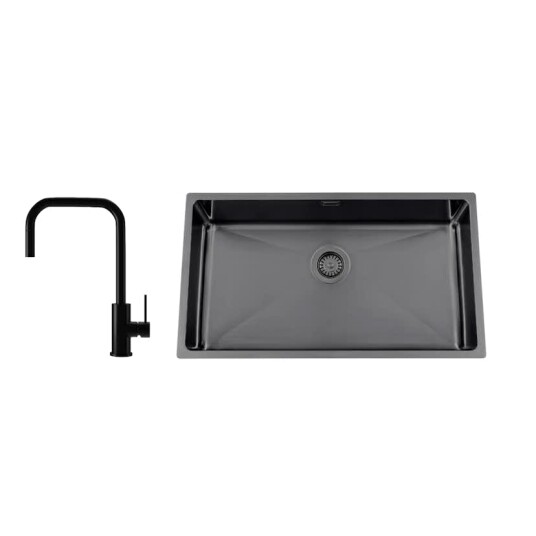 Kjøkkenvask Nordic Tech Titan 730 X med Kjøkkenbatteri Steel Accent Square D