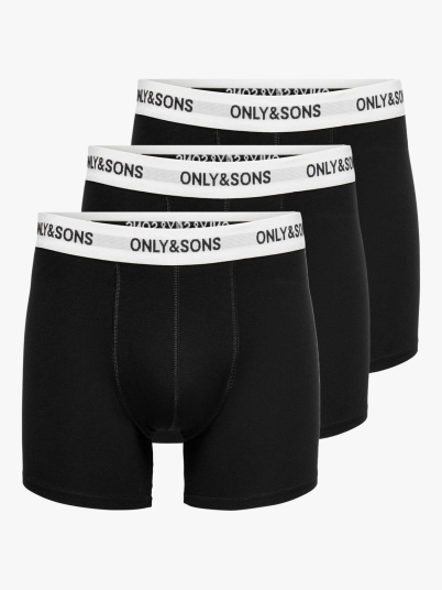 Only & Sons Fitz Solid Black Boxer 3-Pack Sort XL Only & Sons Fitz Solid Black Boxer 3-Pack Sort XL