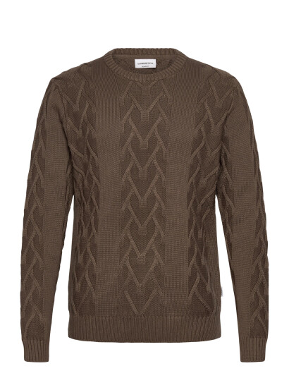 Lindbergh Cable O-Neck Knit - Brown - XL Lindbergh Cable O-Neck Knit - Brown - XL