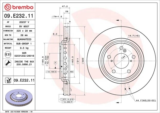 Bremseskive BREMBO 09.E232.11 Bremseskive BREMBO 09.E232.11