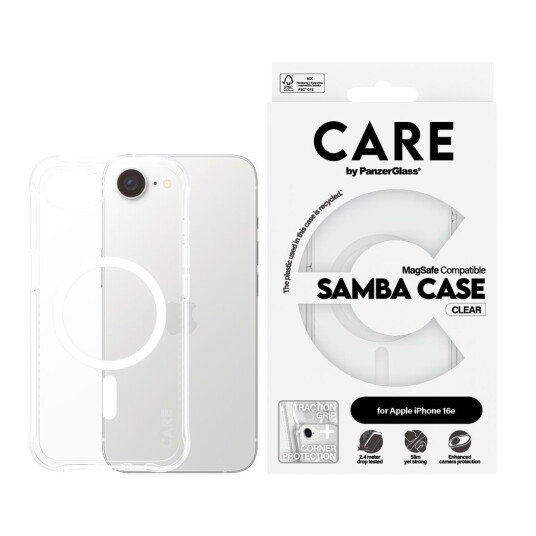 CARE by PanzerGlass Samba Gjennomsiktig MagSafe Deksel for iPhone 16e