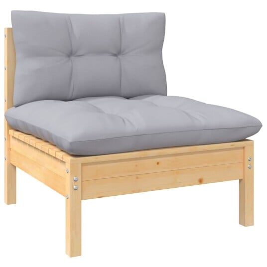 vidaXL Hagesofagruppe med grå puter 8 deler heltre furu