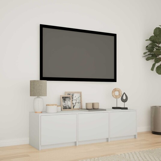  TV benk med LED med skuff Hvit 140 x 34 x 40 cm Konstruert tre
