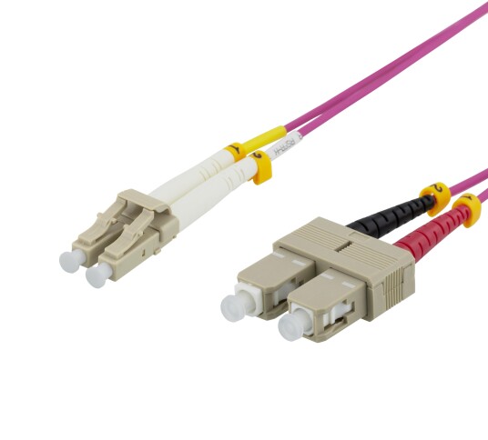 Deltaco 3m Fiberkabel LC-SC Duplex 50/125 Rosa