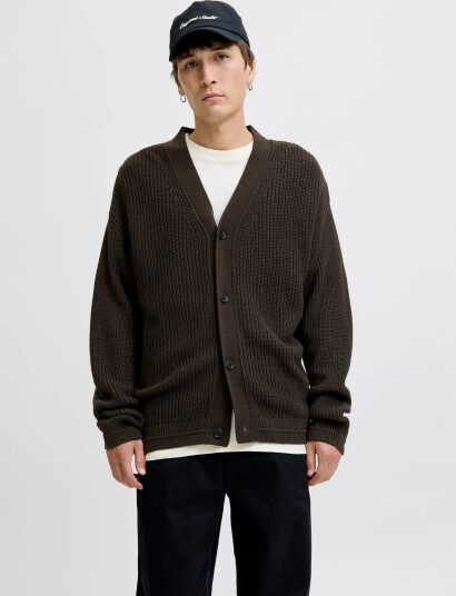 Jack & Jones Jjconnor Knit V-Neck Cardigan - Brown - S Jack & Jones Jjconnor Knit V-Neck Cardigan - Brown - S