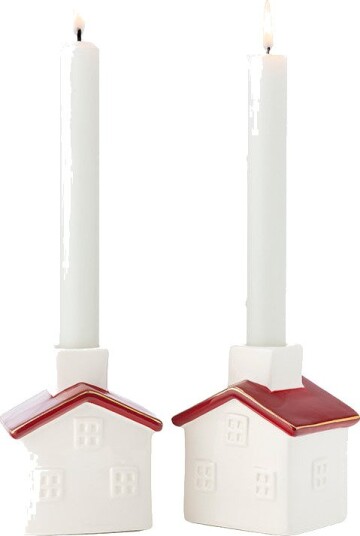 Porsgrunds Porselænsfabrik Porselenshus Lysestaker 2pk