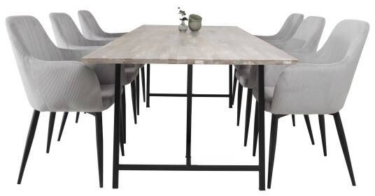 Venture Design Jepara & Comfort spisegruppe Grå/grå 6 st stoler & bord 250 x 100 cm