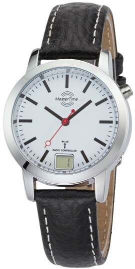Master Time Dameklokke MTLA 10593 21L Funk Basic Hvit/Lær Ø34 mm