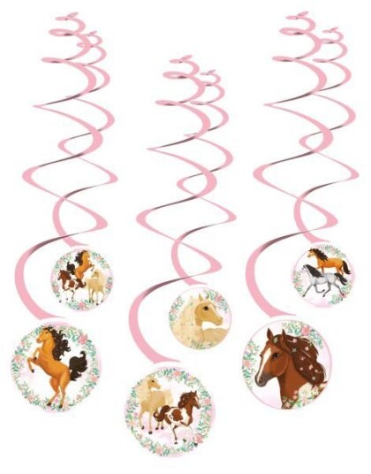 6 stk Hengende Swirls Dekorasjoner Beautiful Horses