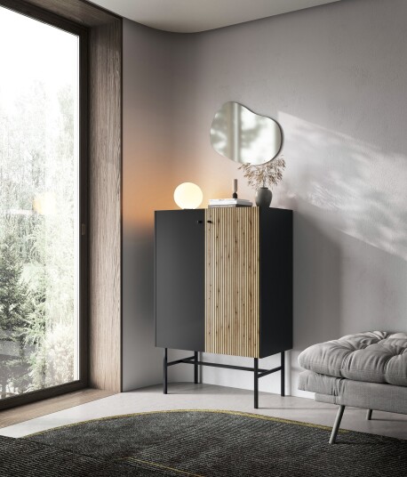Francisca Kommode 93 cm   Svart/Eik