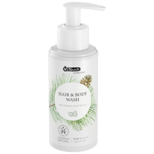 V Touch Hotell shampoo & dusjsåpe Pure Alpine 2 i 1 i pumpedispenser; 140 ml; Kremhvit; 6 Stykk / Forpakning