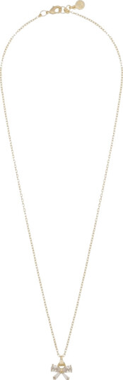 Snö Of Sweden Eira Bow Pendant Necklace Gold Clear 45cm Snö Of Sweden Eira Bow Pendant Necklace Gold Clear 45cm