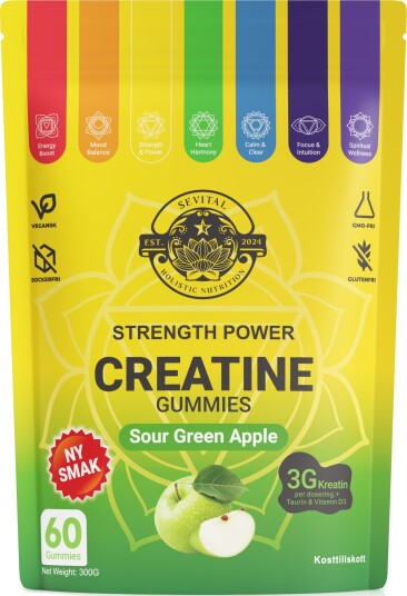 Sevital Kreatin Gummies Sour Green Apple 60 stk