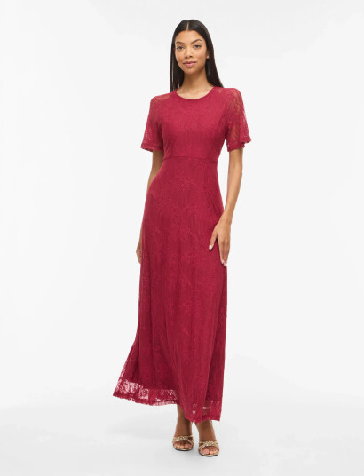 Vila Vifemma S/S Lace Dress   Noos/Oc   Burgundy   XXL