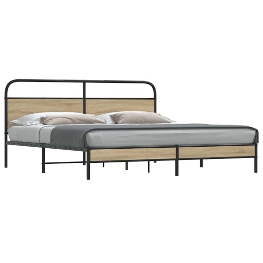 Sengeramme i metall uten madrass røkt eik 183x213 cm 8721158549433