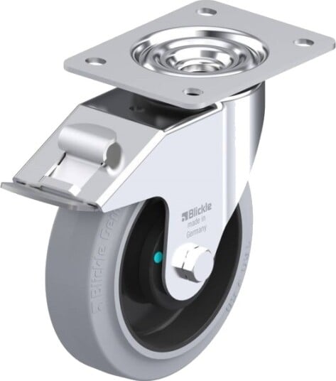 Blickle 448092 Le-Poev 160Kad-Fi-Sg Styrehjul Med Brems, Hjuldiameter 160 Mm, Bæreevne (Maks.) 300 Kg, 1 Stk