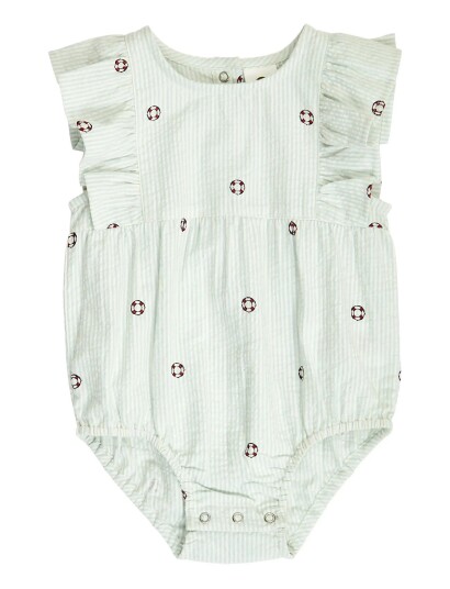 Müsli Seersucker Stripe Frill S/S Body   Green   80