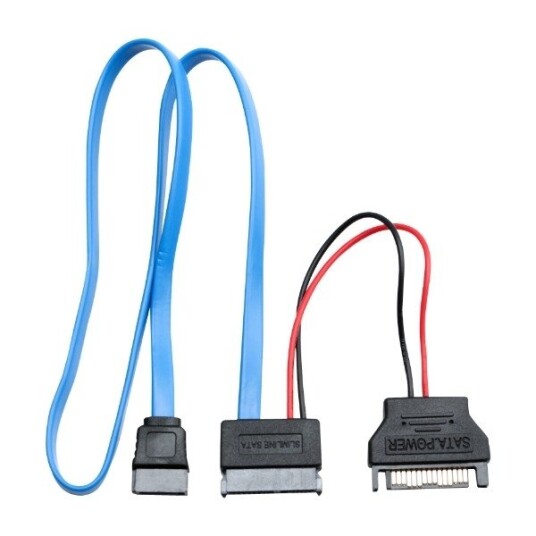 Eletra Mini Sata 7+15-Pin Hunn- Sata 7P Hunn+Sata 15 Hann 50+15CM kabel Flat blå EOMSPS50