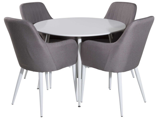 Venture Design Plaza & Comfort spisegruppe Hvit/grå 4 st stoler & bord 100 cm