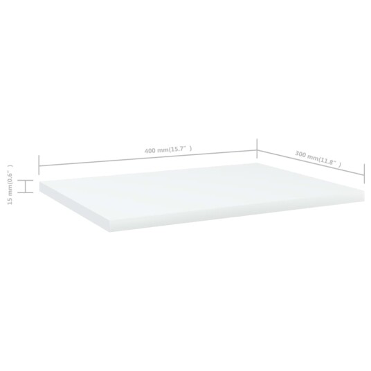  Hylleplater 4 stk hvit 40x30x1,5 cm sponplate 8720286244074