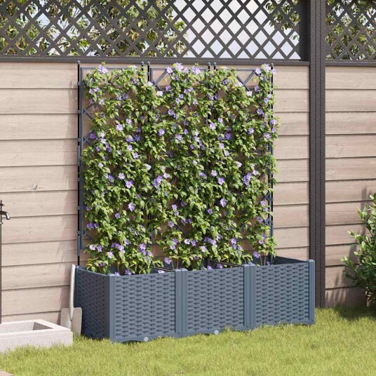 Hageplanter med Trellis 3 stk Lysegrå 120x40x143 cm Hageplanter med Trellis 3 stk Lysegrå 120x40x143 cm