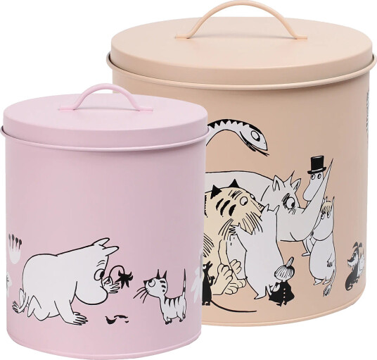 MUMIN Tin Jar Set Of 2, Pink/Beige - Pink - ONE SIZE MUMIN Tin Jar Set Of 2, Pink/Beige - Pink - ONE SIZE