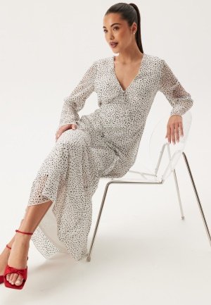 BUBBLEROOM V-Neck Frill Dress Light beige/Dotted 34 BUBBLEROOM V-Neck Frill Dress Light beige/Dotted 34