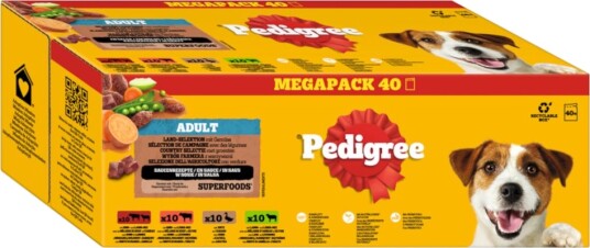 Pedigree Våtfôr Porsjonsposer Landutvalg I Saus 4 Varianter 40 X 100 G